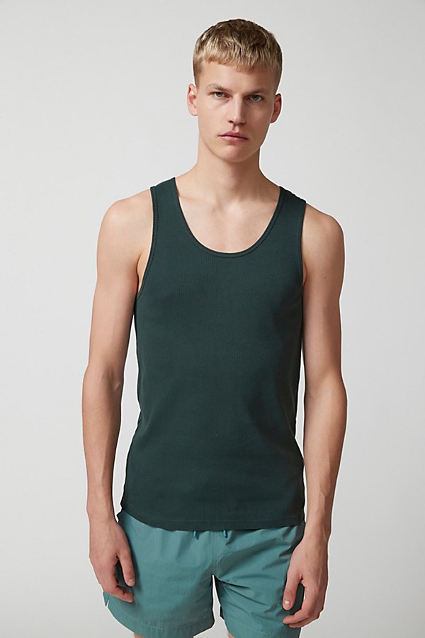 Thrills Endless  Ribbed Tank Top In Dark Green, Men's At Urban Outfitters