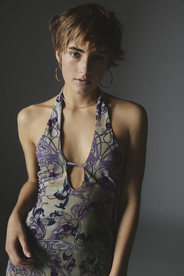 Silence + Noise Printed Plunging Mini Dress #1