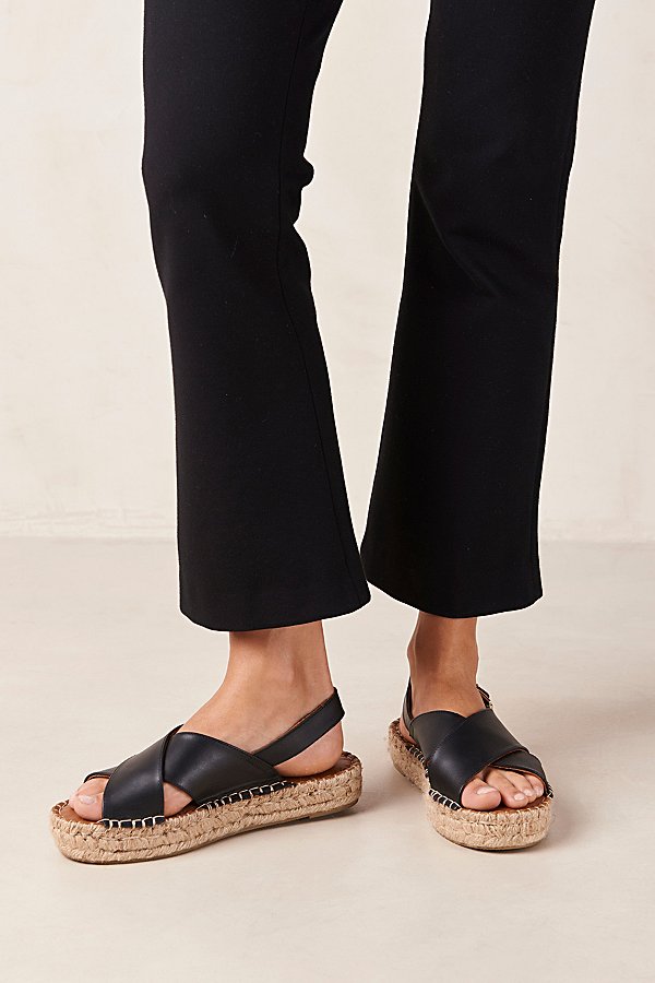 ALOHAS CROSSED LEATHER ESPADRILLE SANDAL IN BLACK, WOMEN'S AT URBAN OUTFITTERS