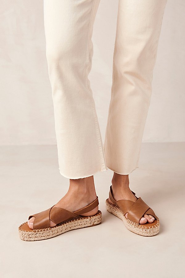 ALOHAS CROSSED LEATHER ESPADRILLE SANDAL IN CAMEL, WOMEN'S AT URBAN OUTFITTERS