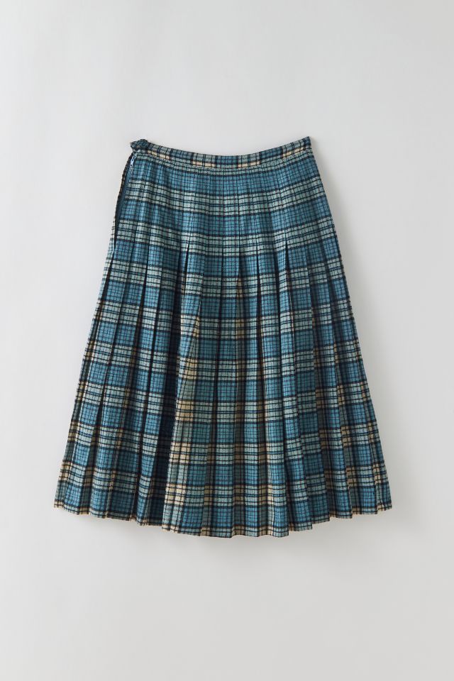 Vintage Plaid Wool Midi Skirt #1