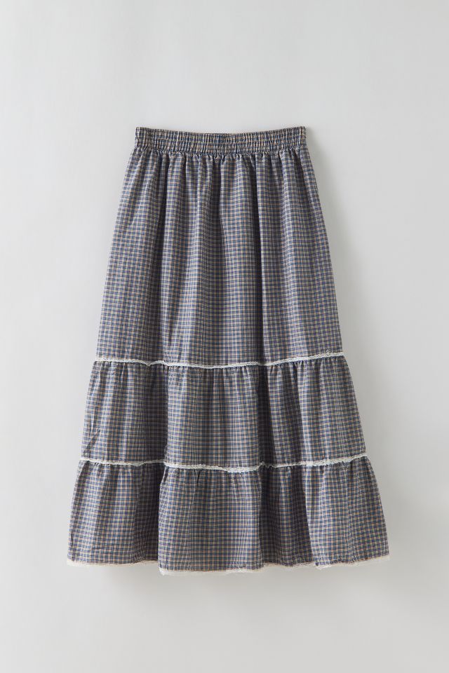 Vintage Plaid Tiered Midi Skirt | Urban Outfitters Canada