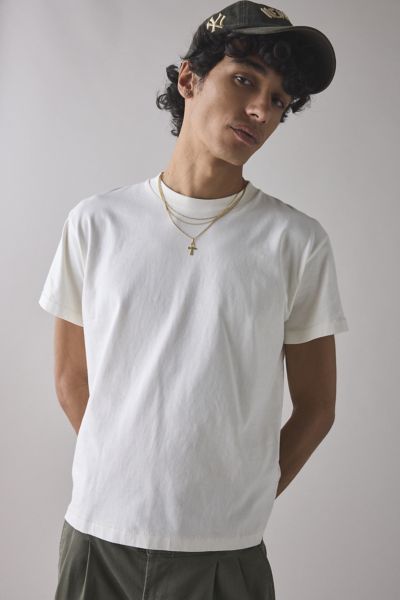 Bdg Bonfire Cropped Cotton Tee In Off White, Men's At Urban Outfitters