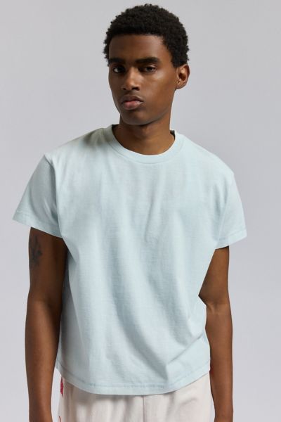 Bdg Bonfire Cropped Cotton Tee In Sky, Men's At Urban Outfitters