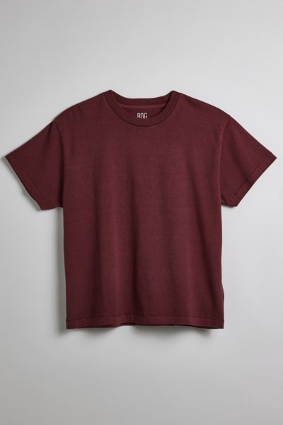 BDG BONFIRE CROPPED COTTON TEE IN BERRY, MEN'S AT URBAN OUTFITTERS 