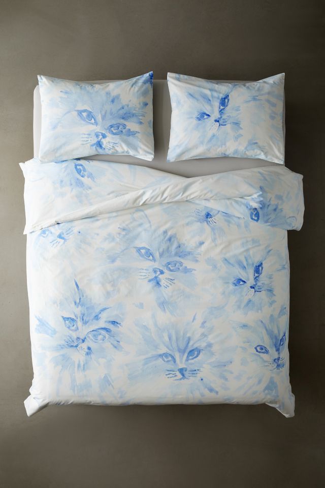 Cat Face Breezy Cotton Percale Duvet Cover #1