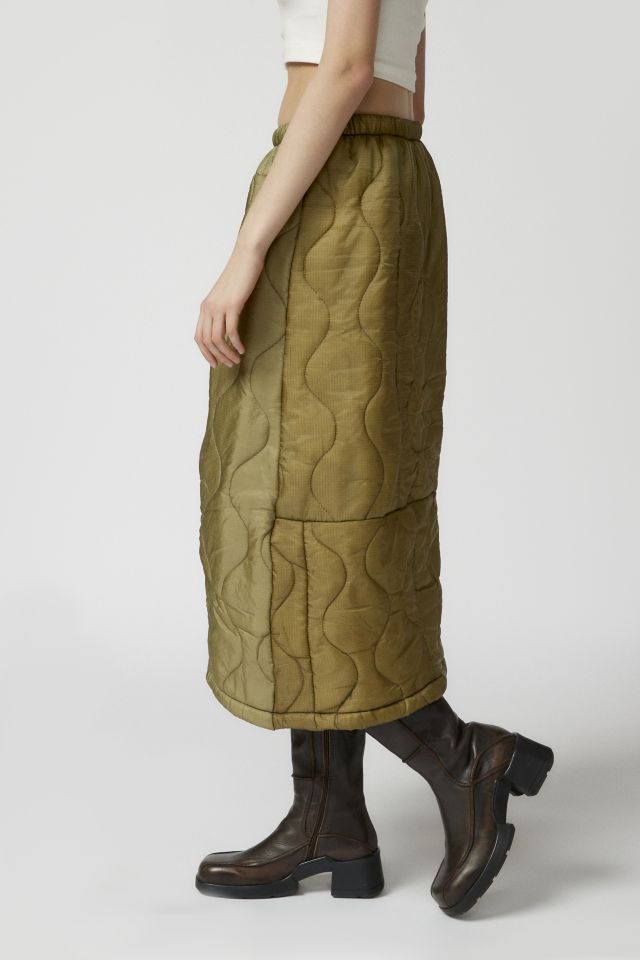 Khaki quilted cheap skirt