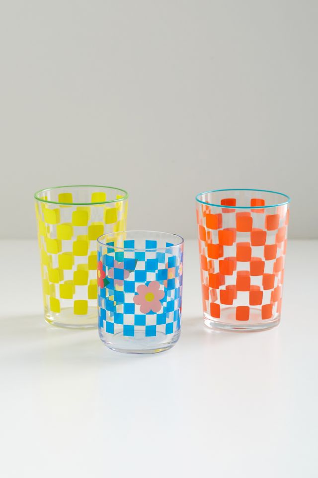 Checkered Flower Juice Glass #3
