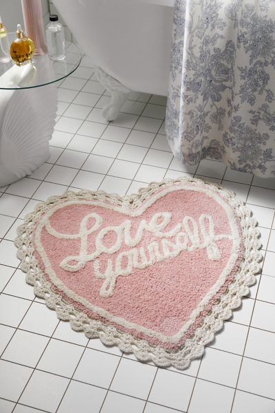 Love Yourself Heart Shape Tufted Bath Mat Product Page