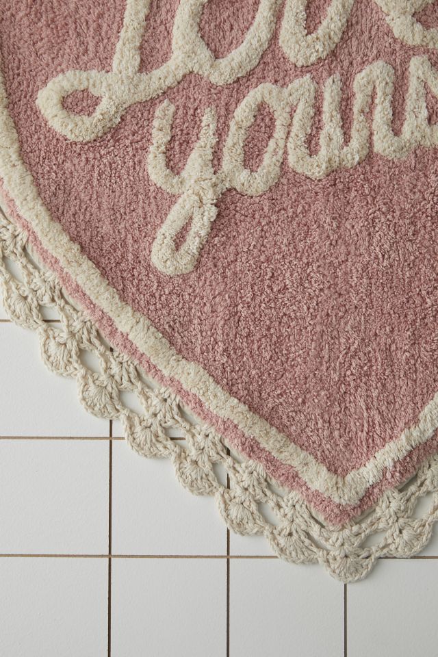 Love Yourself Heart Shape Tufted Bath Mat #3