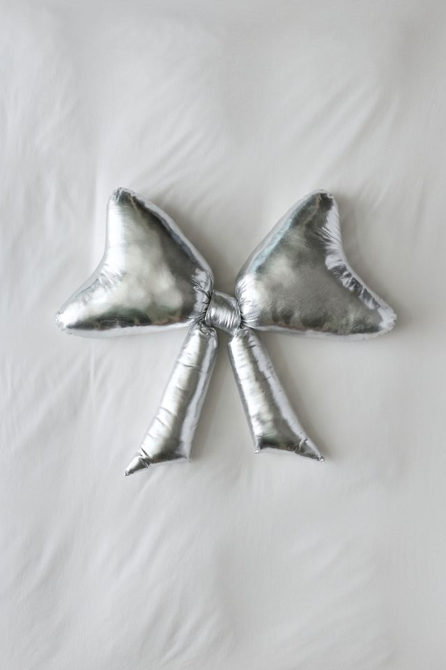 Big Bow Silky Satin Throw Pillow #1