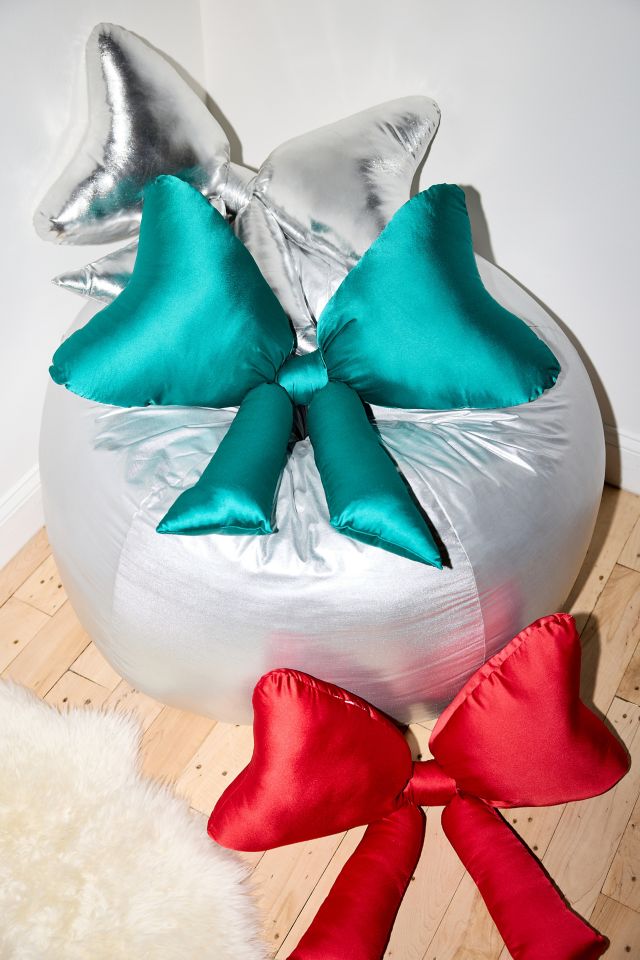 Big Bow Silky Satin Throw Pillow #3