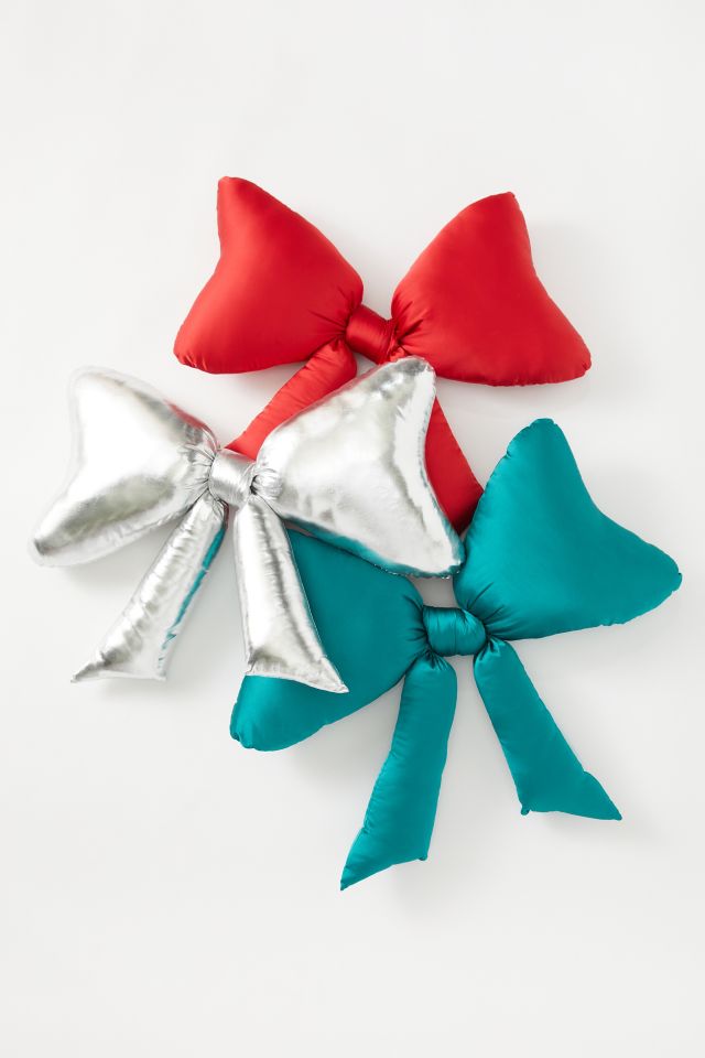 Big Bow Silky Satin Throw Pillow #4