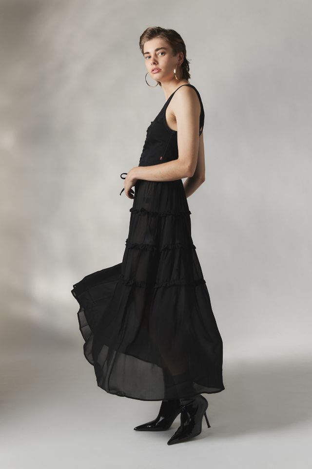 Tiered chiffon outlet maxi dress