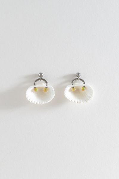 Soft Blonde Pierced Opalite Ark Shell Earrings