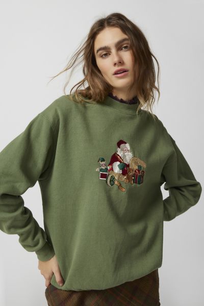 Urban Renewal Vintage Holiday Sweatshirt In Green, Women's At Urban Outfitters