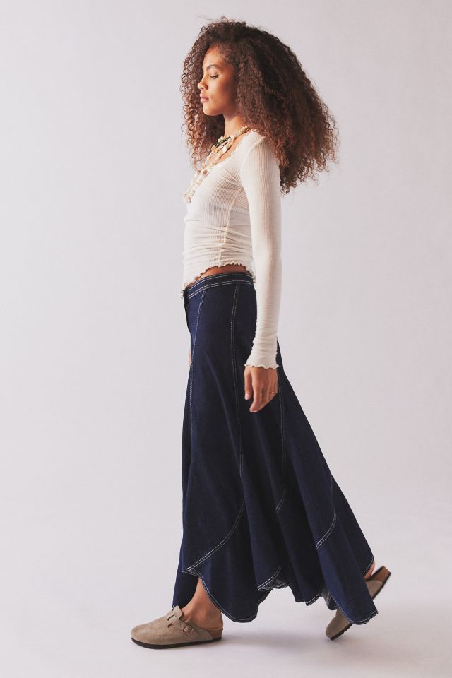 BDG Greta Denim Seamed Maxi Skirt #3
