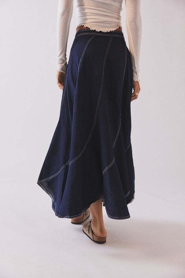BDG Greta Denim Seamed Maxi Skirt #4