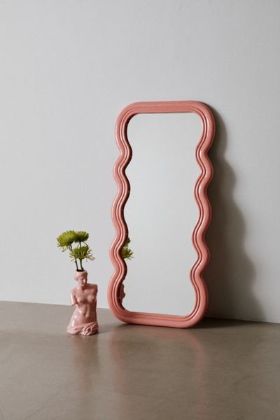 Shop Urban Outfitters Zakaria Wavy Wall Mirror In Pink At