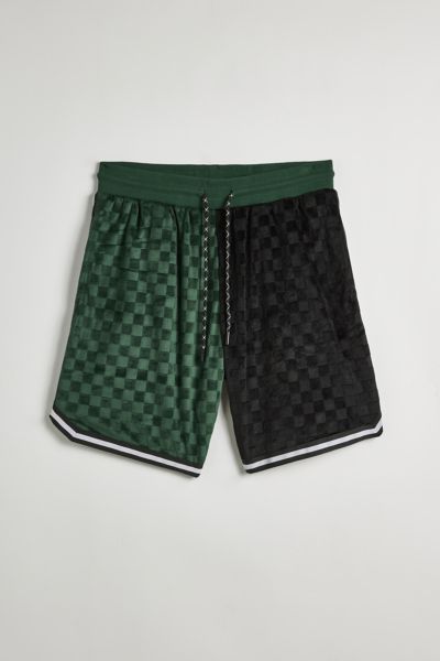 Shop Teddy Fresh Checked Out Velour Short In Dark Green At Urban Outfitters