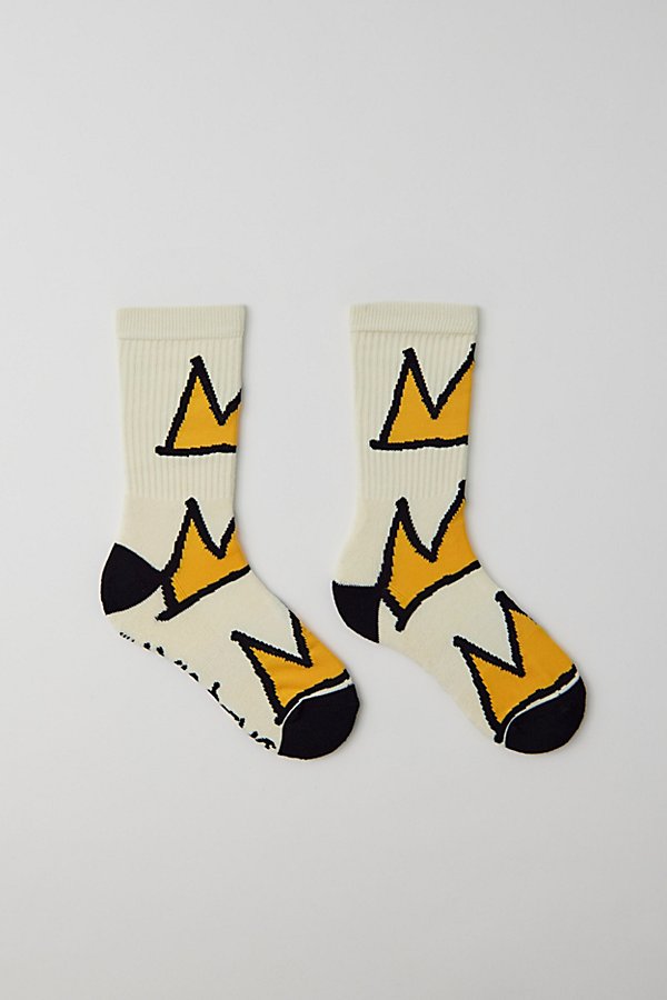 Urban Outfitters Basquiat Crown Crew Sock In Cream, Men's At