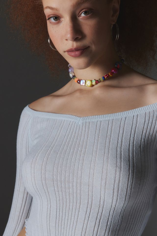 Silence + Noise Tatianna Off-The-Shoulder Ribbed Sweater #1