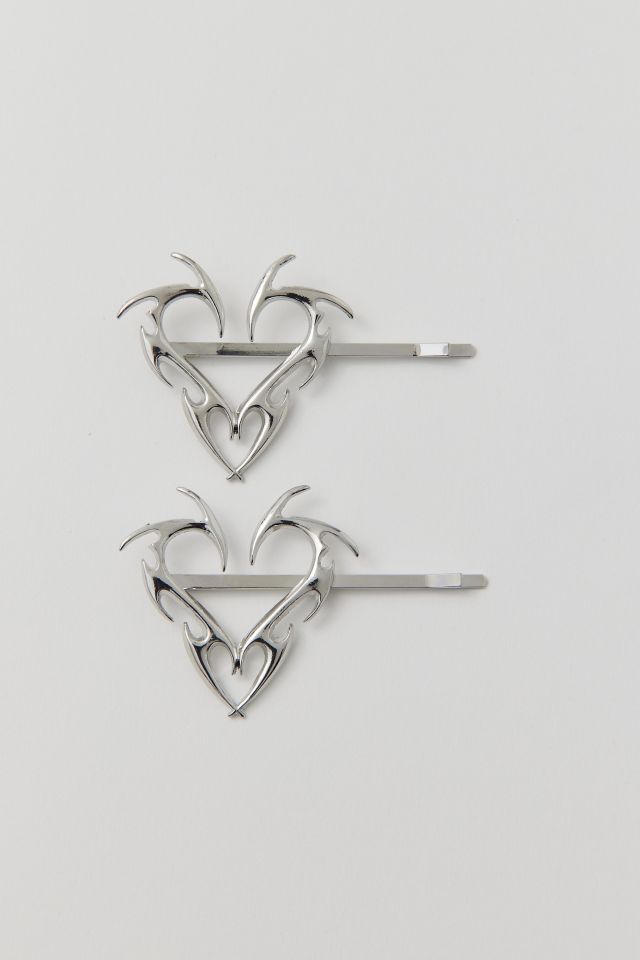 Edgy Heart Slide Barrette Set #2