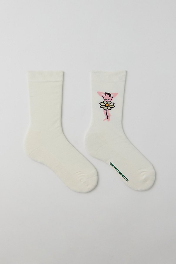 Carne Bollente Daisies Of Desire Crew Sock In White, Women's At Urban Outfitters