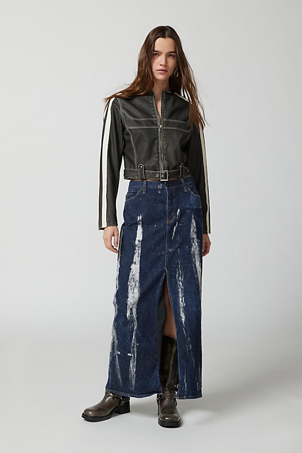 Urban Renewal Remade Silver Paint Midi Skirt In Indigo, Women's At Urban Outfitters