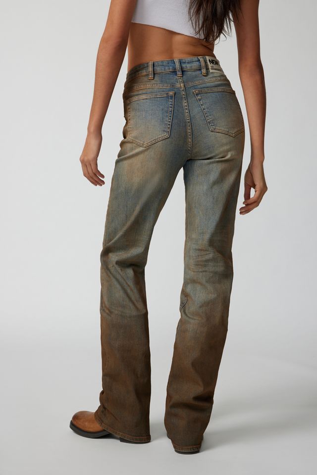 Neon Denim Henley Straight-Leg Jean - Blue Black Fade #4