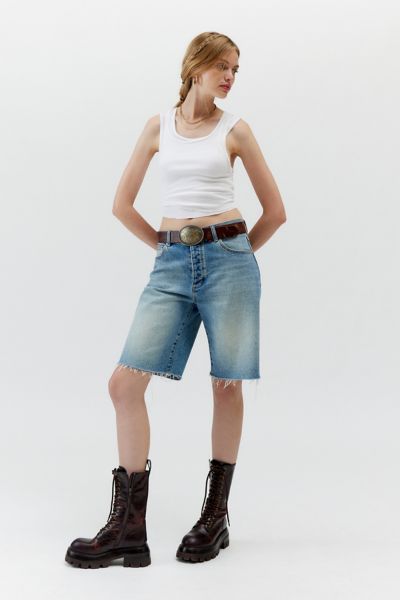 Shop Abrand Jeans Baggy Denim Jort In Tinted Denim, Women's At Urban Outfitters
