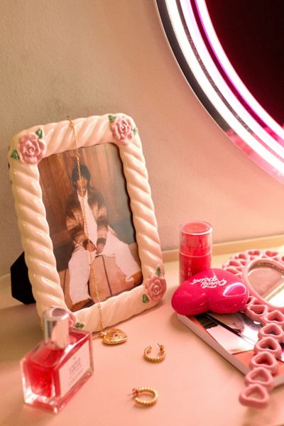 Urban Outfitters Rosebud Picture Frame In Cream At  In Pink