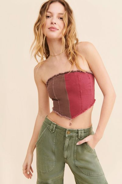 UO Leah Denim Bustier Top