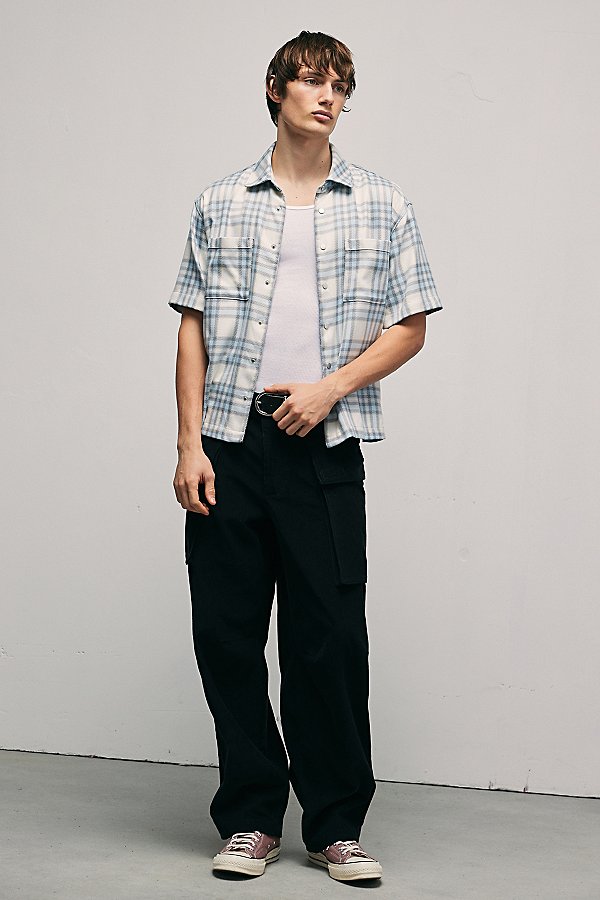 Bdg Freddie Twill Shirt Top In Slate, Men's At Urban Outfitters