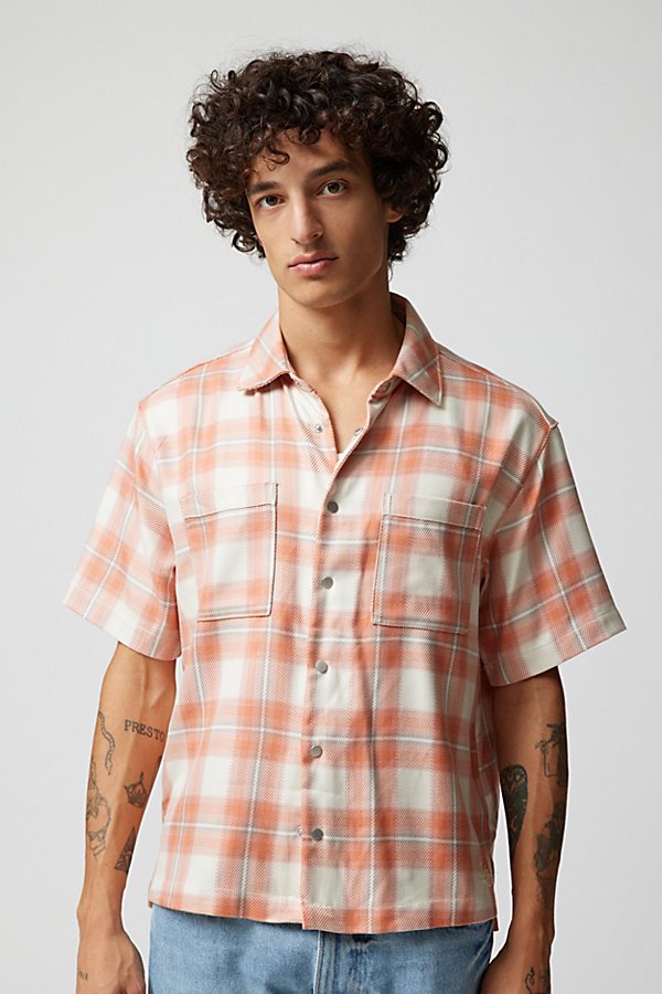 Bdg Freddie Twill Shirt Top In Coral, Men's At Urban Outfitters