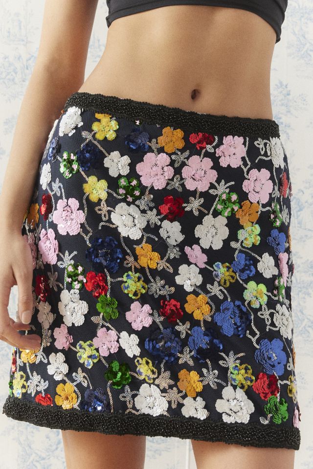 Sister Jane Dream Wonderland Floral Sequin Mini Skirt #1