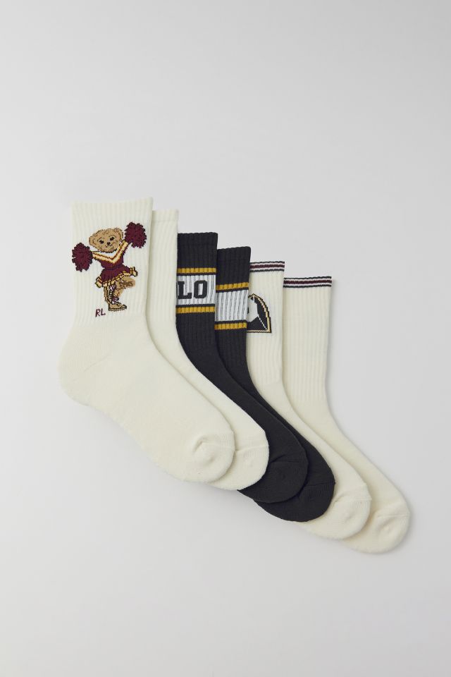 Polo Ralph Lauren Cheerleader Bear Crew Sock 3-Pack