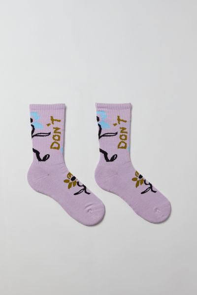 Urban Outfitters Don't Stress Crew Sock In Lavender, Men's At