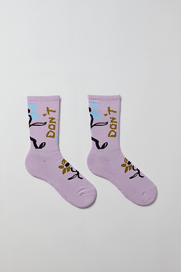 Urban Outfitters Don't Stress Crew Sock In Lavender, Men's At