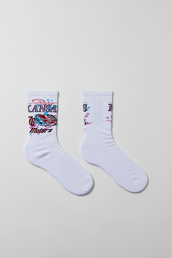 Urban Outfitters Motor Racing Crew Sock In White, Men's At