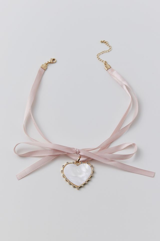 Urban Outfitters Heart Drop Velvet Ribbon Choker Necklace