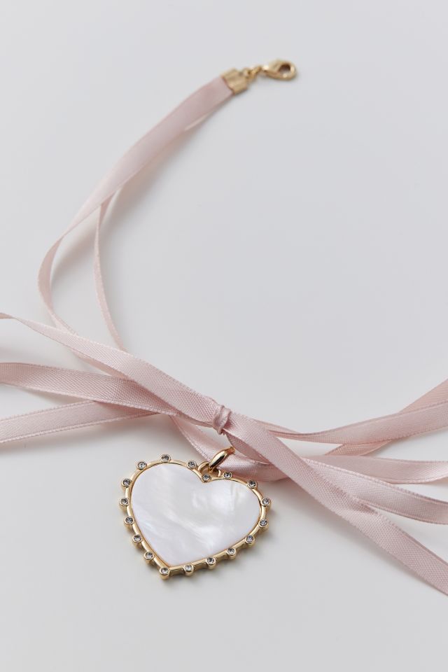 Rhinestone Heart Ribbon Necklace  Urban Outfitters Mexico - Clothing,  Music, Home & Accessories