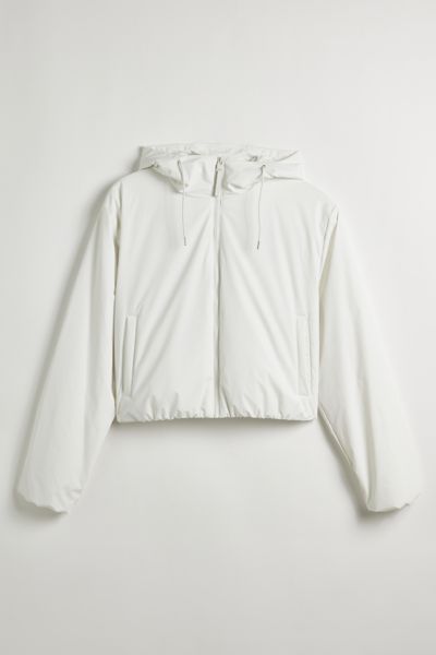 RAINS LOHJA SHORT PADDED JACKET IN WHITE AT URBAN OUTFITTERS