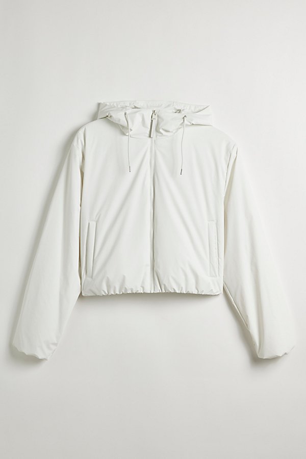 RAINS LOHJA SHORT PADDED JACKET IN WHITE AT URBAN OUTFITTERS