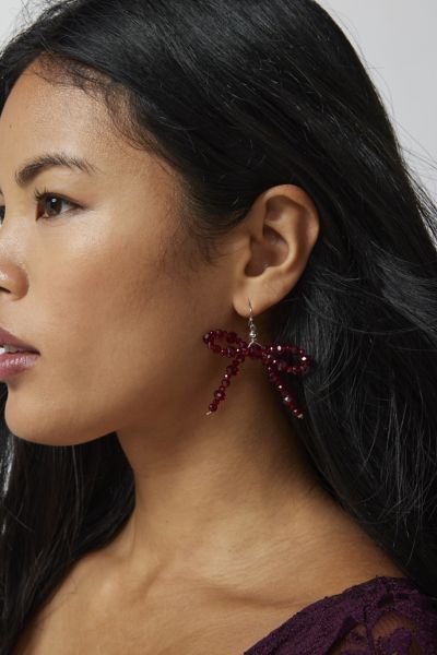 Urban Outfitters Beaded Bow Earring In Red