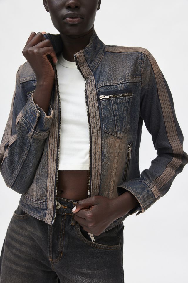 Denim moto jacket best sale