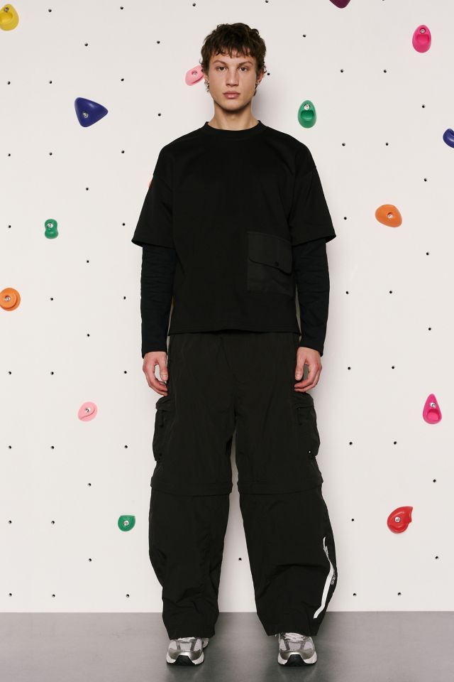 Slim Taper Shell Trousers in Black, Trousers & Shorts