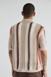 BDG Striped Button-Down Short Sleeve Polo Sweater