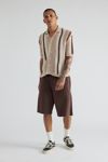 BDG Striped Button-Down Short Sleeve Polo Sweater