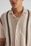 BDG Striped Button-Down Short Sleeve Polo Sweater